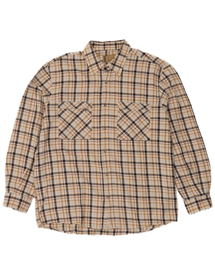 European Project Herre Flanelskjorte XL Beige Ternet Bomuld