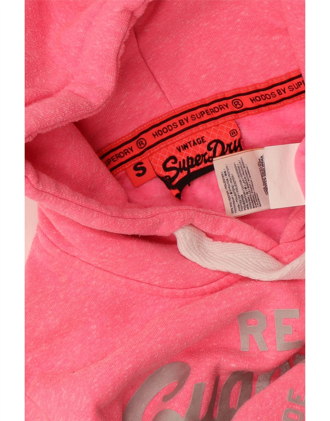 SUPERDRY Grafisk hættetrøje til kvinder UK 10 Small Pink Bomuld