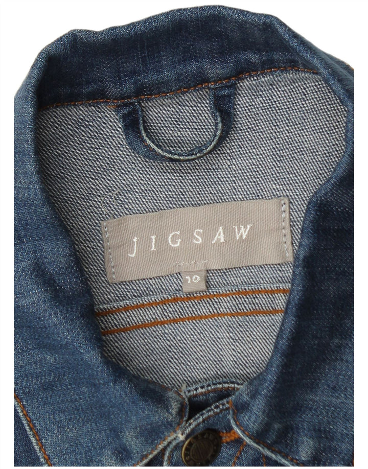 Jigsaw Womens Crop Denim Jacket UK 10 Small Blue Cotton