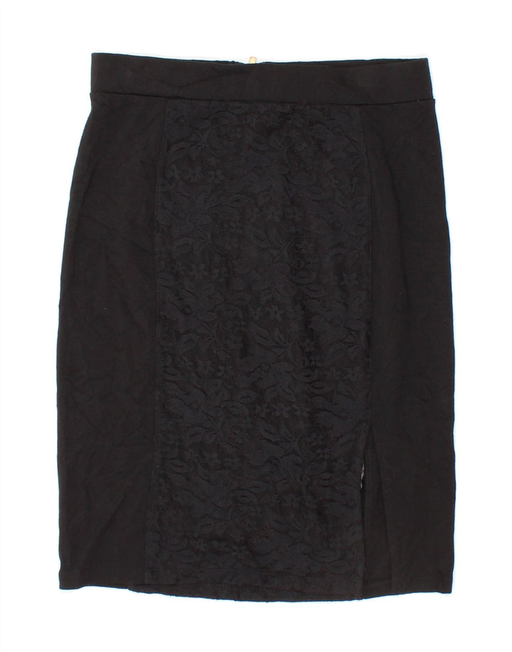 GUESS Womens Pencil Skirt W26 Small Black Floral Polyester Vintage Guess and Second-Hand Guess from Messina Hembry 