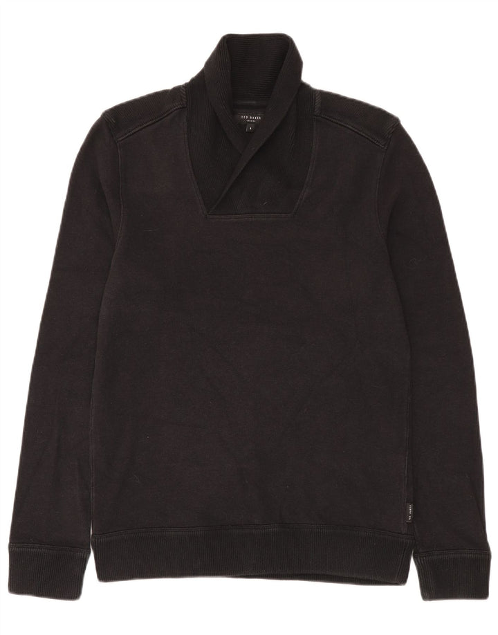 Ted Baker Herre Shawl Neck Jumper Sweater Størrelse 4 Large Sort