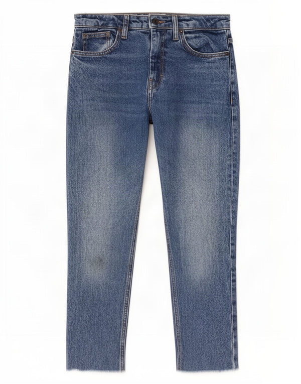 Topshop Womens Straight Cropped Jeans W28 L24 Blue Cotton