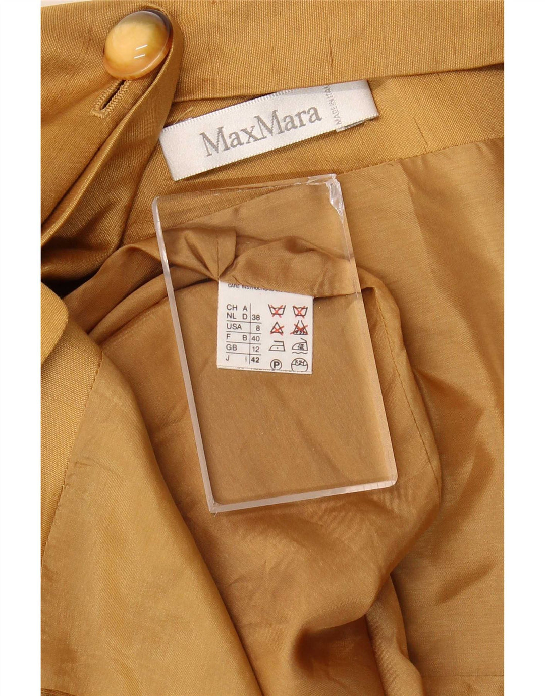 Max Mara Kortærmet skjortebluse til kvinder UK 12 Medium Brun Silke
