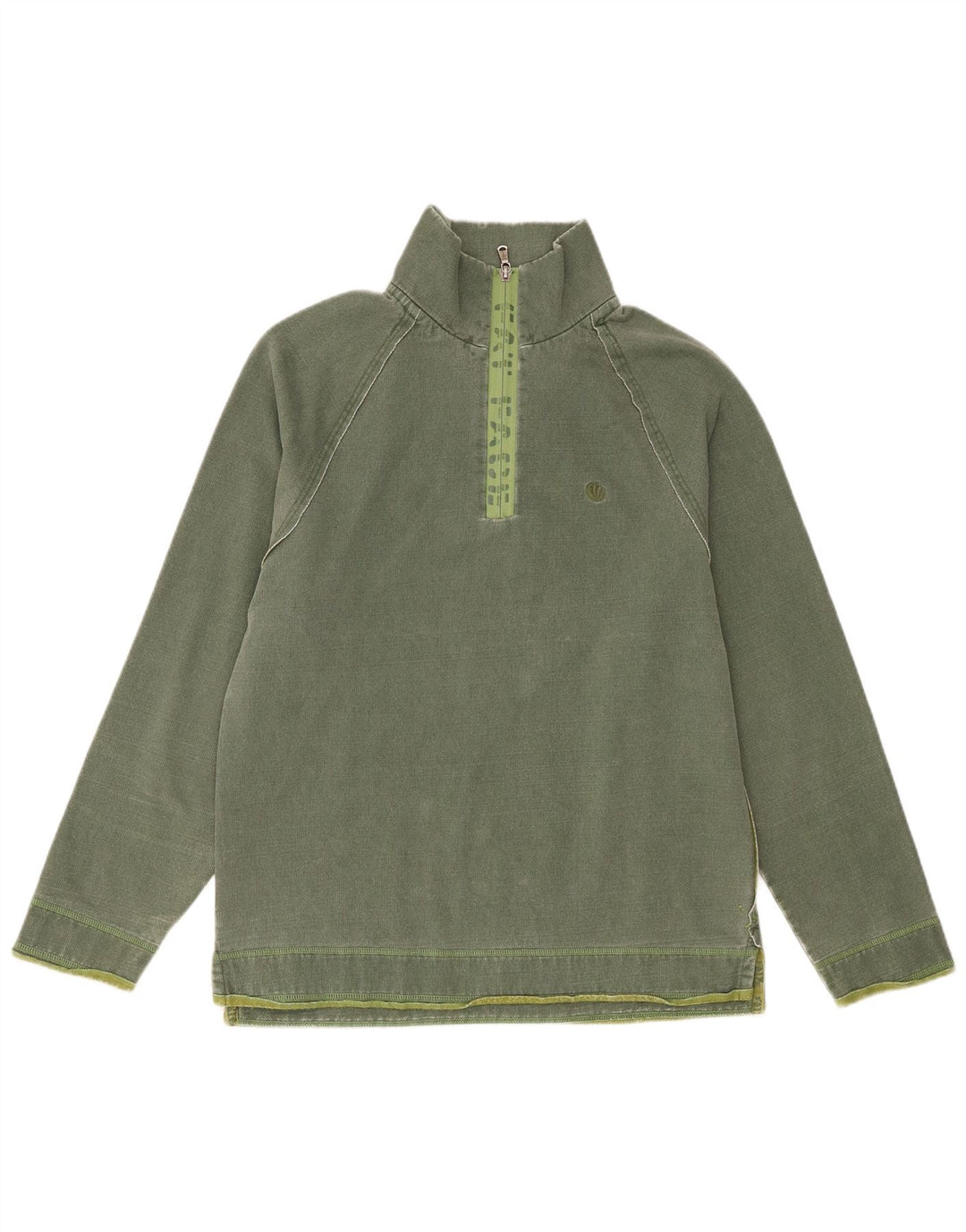 Fedt ansigt herre lynlås-hals sweater jumper lille grøn bomuld