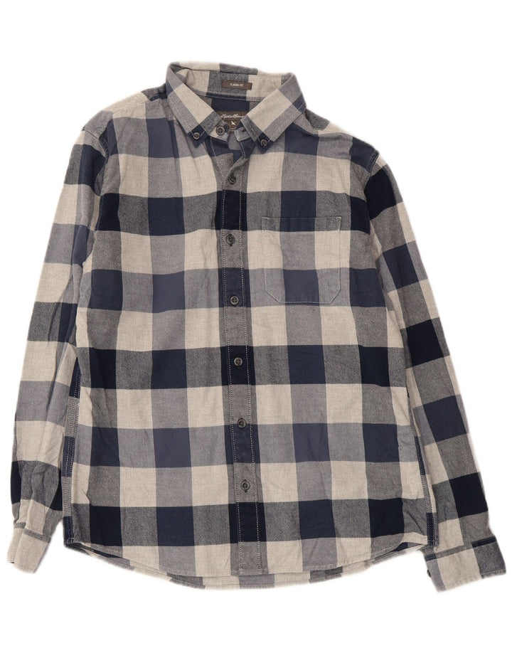 EDDIE BAUER Flanelskjorte til mænd Medium Navyblå ternet bomuld