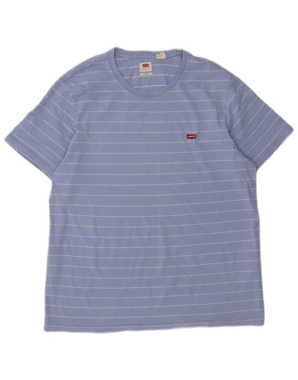 Levi's Mens Standard T-Shirt Top Large Blue Striped Cotton