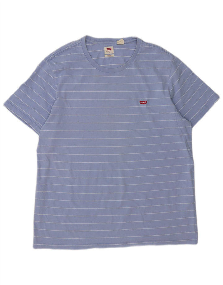 Levi's Herre Standard T-Shirt Top Stor Blå Stribet Bomuld