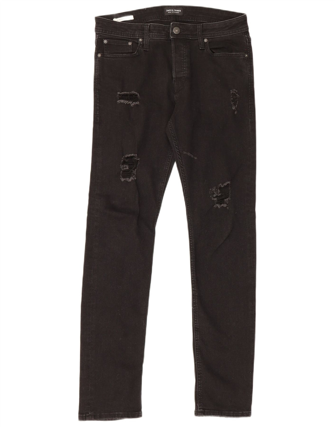 Jack & Jones Herre GLENN Distressed Slim Jeans W31 L32 Sort Bomuld