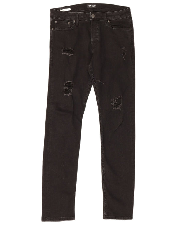 Jack & Jones Herre GLENN Distressed Slim Jeans W31 L32 Sort Bomuld