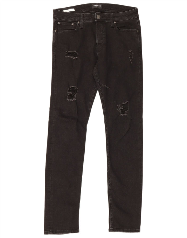 Jack & Jones Herre GLENN Distressed Slim Jeans W31 L32 Sort Bomuld