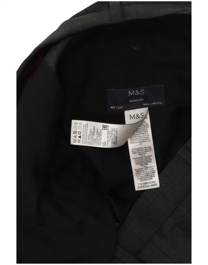 Marks & Spencer Herre Straight Regular Suit Bukser W40 L29 Grå uld