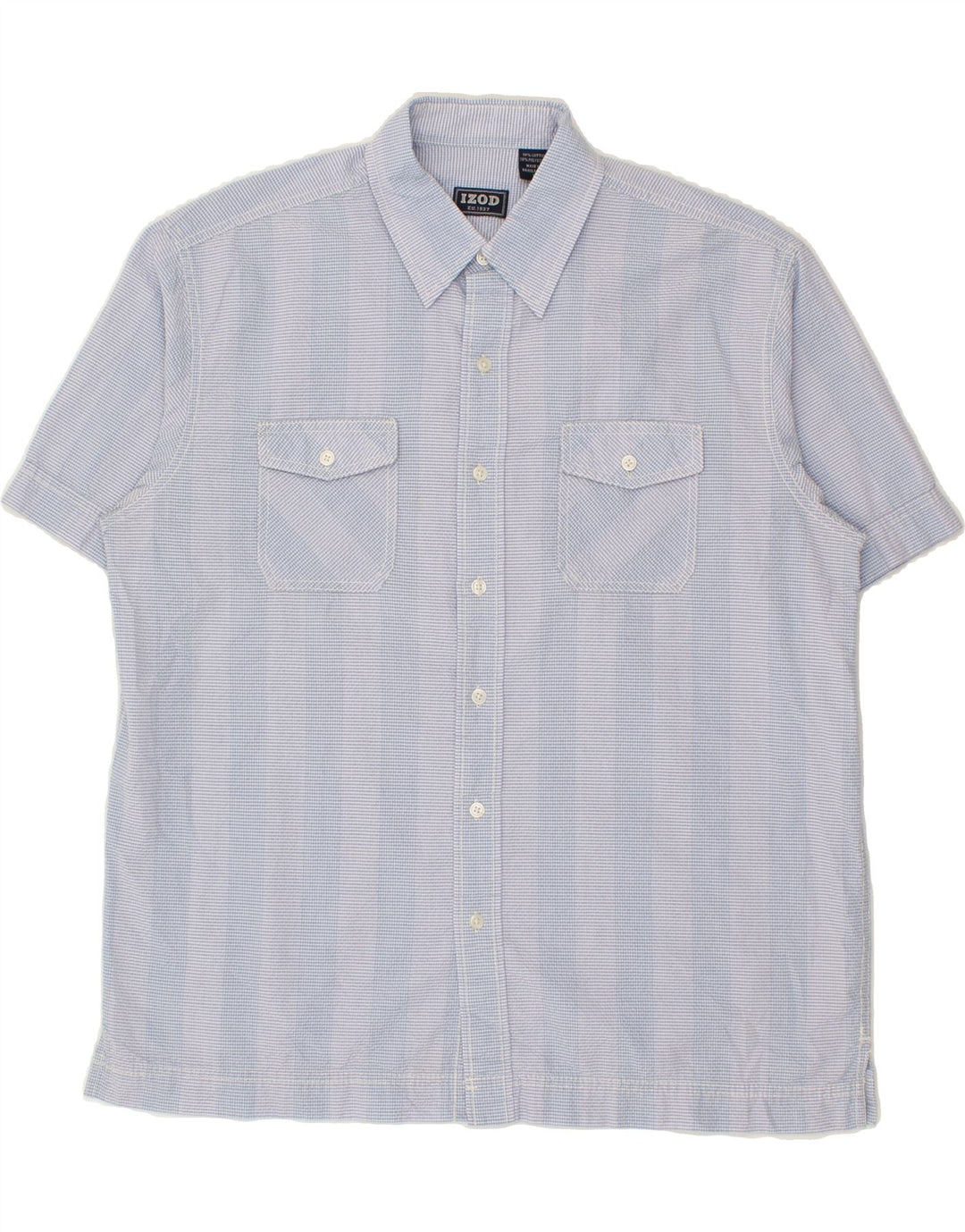 IZOD Mens Short Sleeve Shirt Large Blue Striped Cotton Vintage Izod and Second-Hand Izod from Messina Hembry 