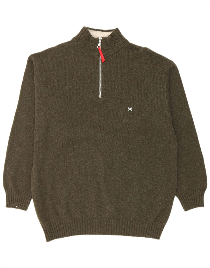 Murphy & Nye Herre Zip Neck Jumper Sweater XL Grøn uld