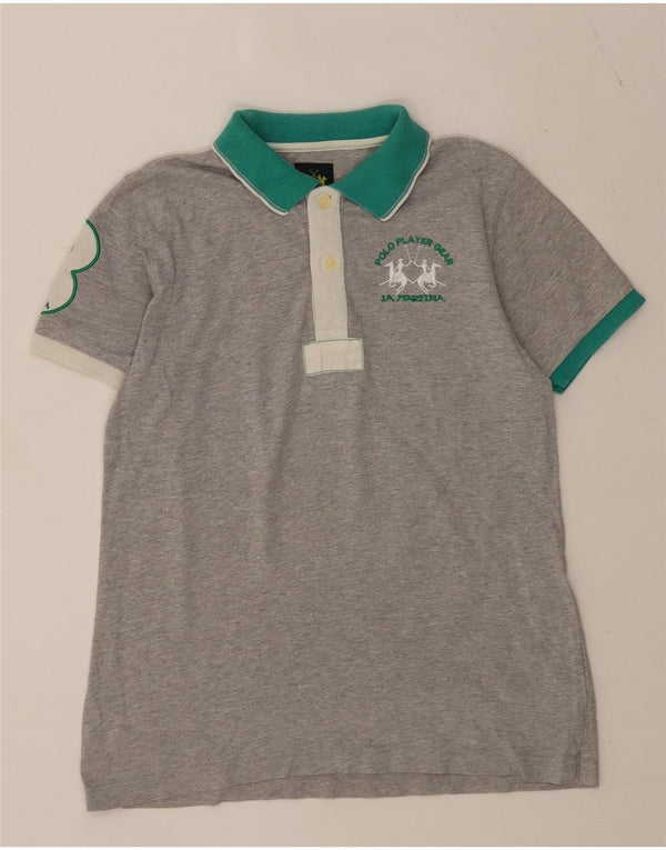La Martina drenge grafisk rugby polo shirt 11-12 år grå farveblok