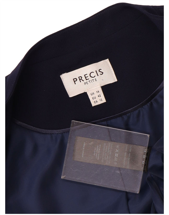 PRECIS Dame Crop Open Blazer Jacket UK 14 Medium Navy Blue Polyester