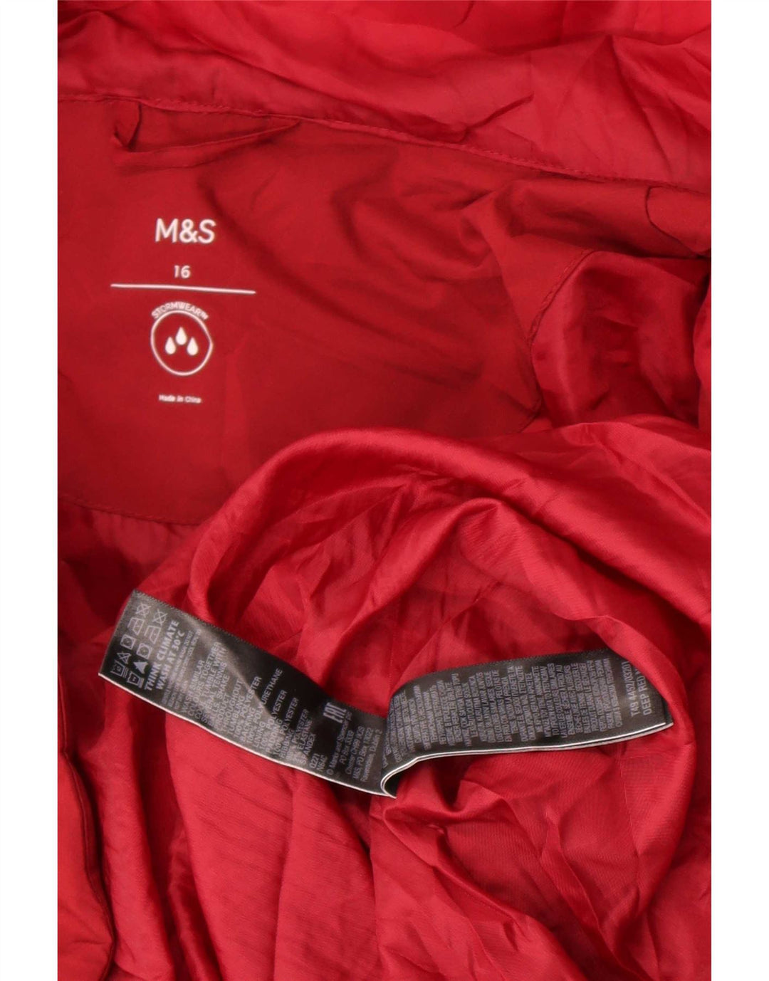 Marks & Spencer Dame Hætte Oversized Polstret Frakke UK 16 Large Red