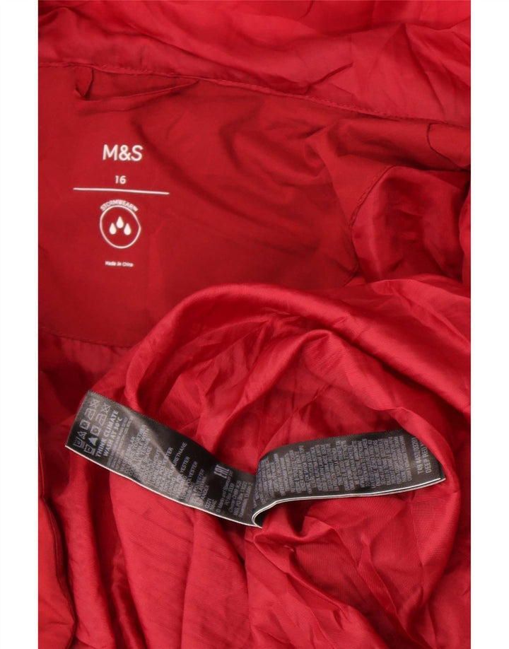 Marks & Spencer Dame Hætte Oversized Polstret Frakke UK 16 Large Red