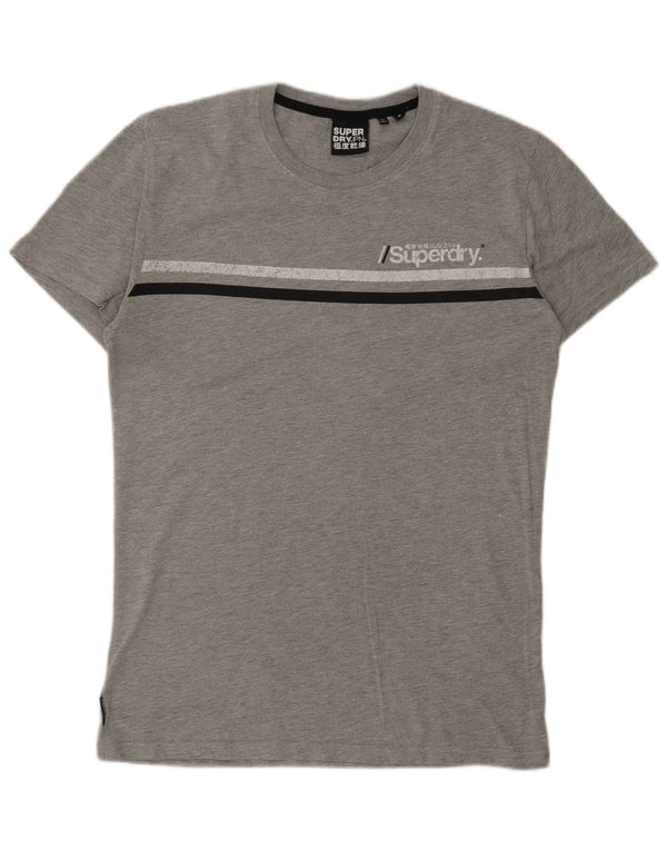SUPERDRY Herre grafisk T-shirt top mellemgrå bomuld