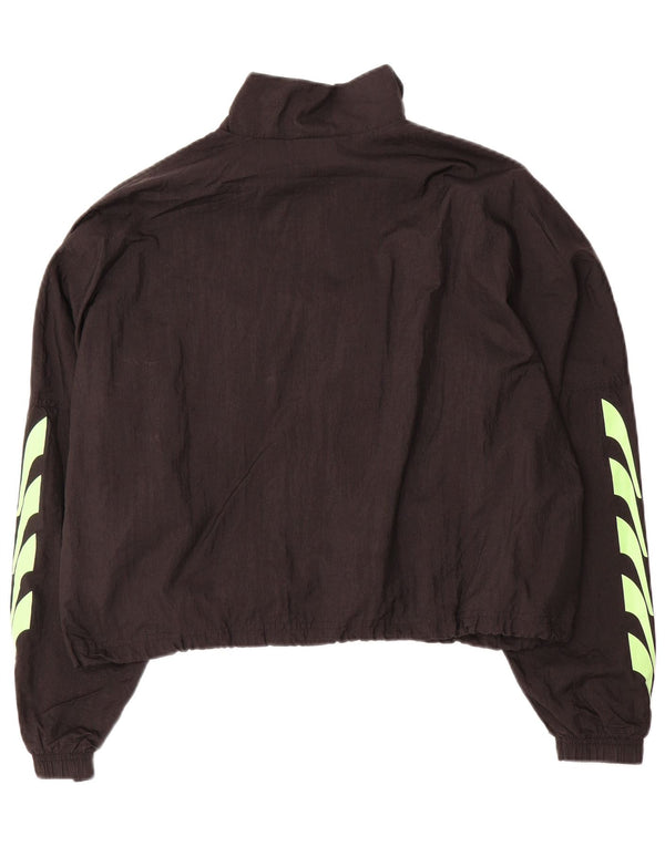 PUMA Womens Crop Graphic Oversized Tracksuit Top Jacket UK 16 Large Black