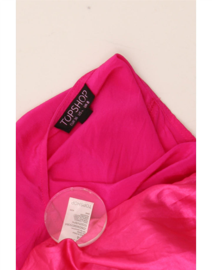 Topshop Dame Ærmeløs Playsuit UK 8 Small Pink Silk
