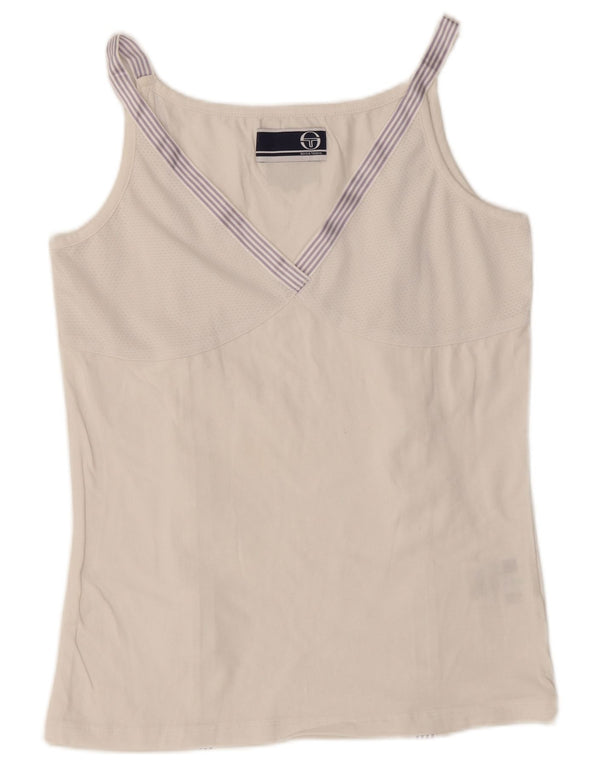 Sergio Tacchini Damevest Top UK 10 Small White Bomuld