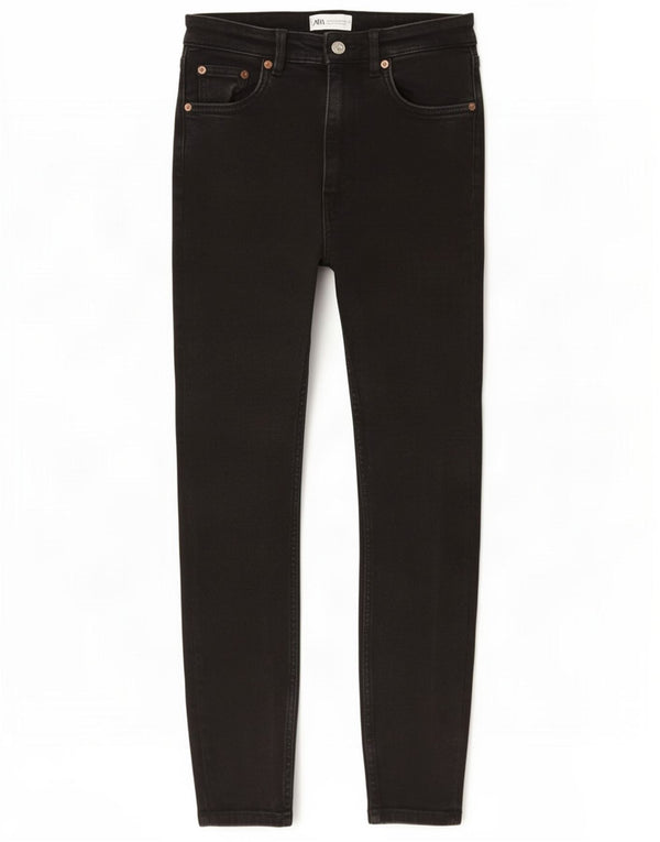 Zara Womens Crop Skinny Jeans EU 38 Small W28 L26 Black Cotton
