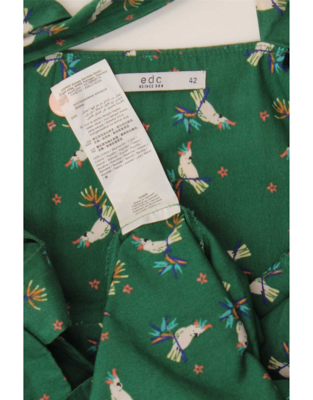 EDC Dame Halter Dress IT 42 Medium Green Floral Cotton