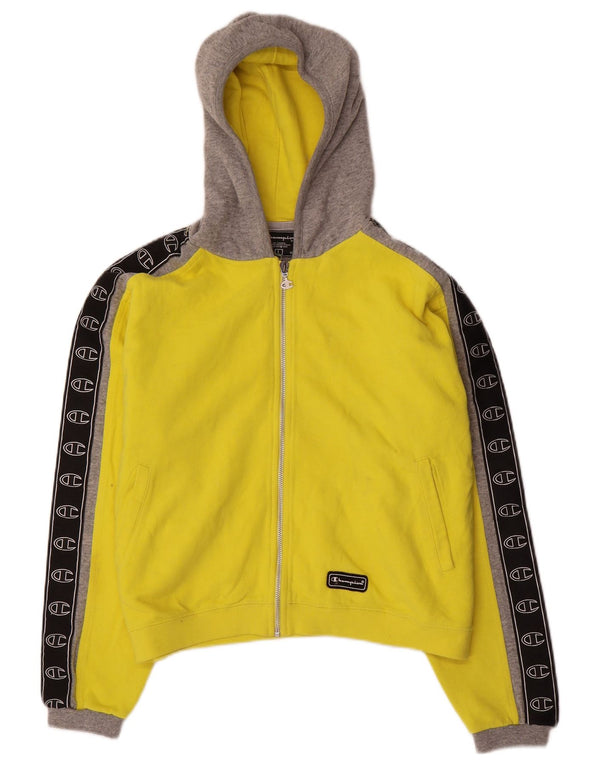 Champion Dame Grafisk Hættetrøje Sweater UK 16 Stor Gul Colourblock