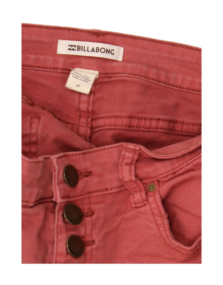 Billabong Womens Distressed Denim Shorts W26 Small Red Bomuld