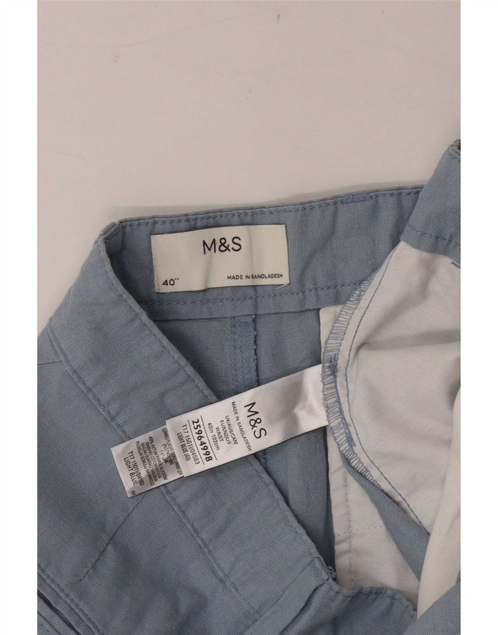 Marks & Spencer Chino Shorts til mænd W40 XL Blå hør