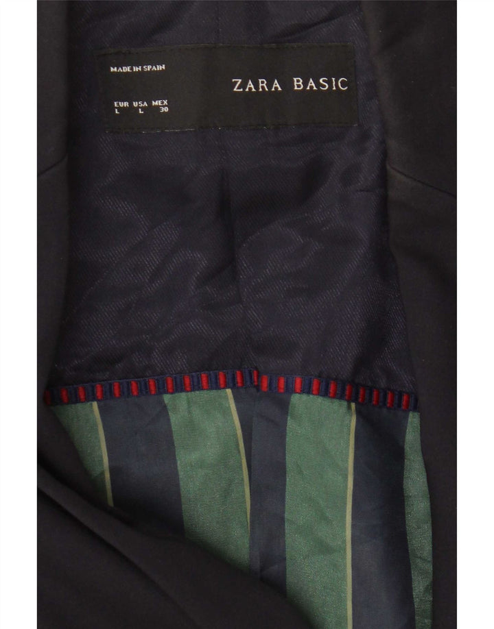 Zara Dame 1 Knap Blazer Jacket UK 14 Large Navy Blue Polyester