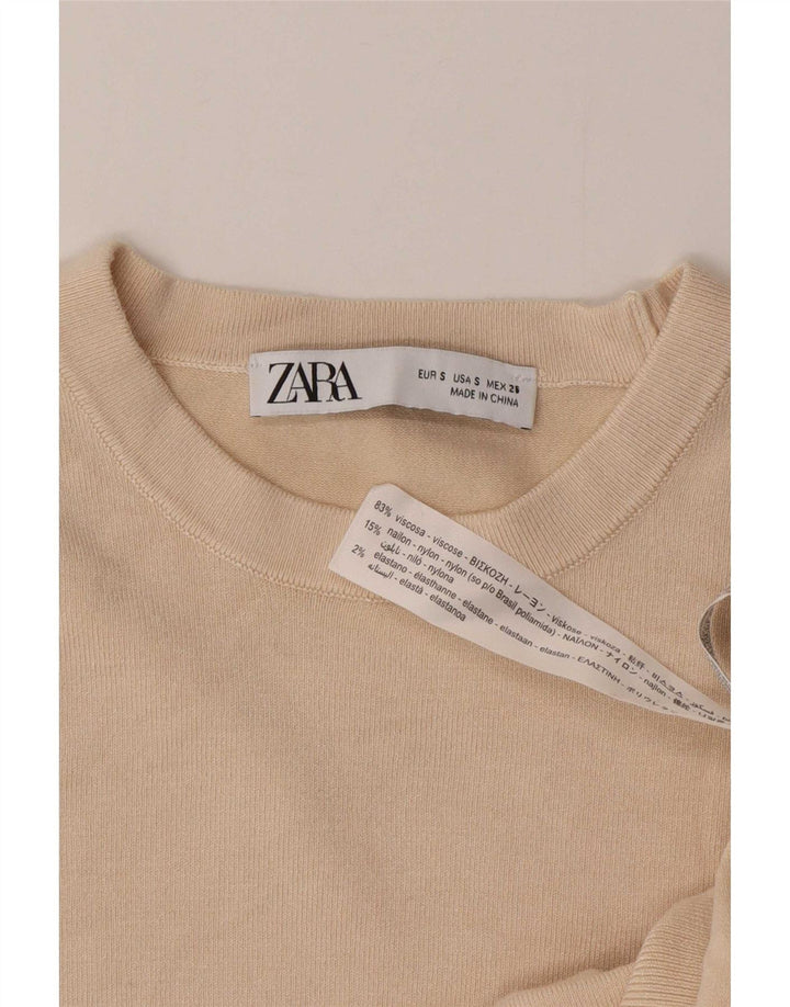 Zara dame sweater med rund hals, lille beige viskose