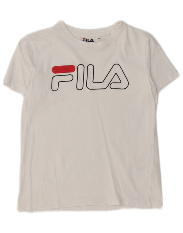 Fila piger grafisk t-shirt top 9-10 år hvid bomuld