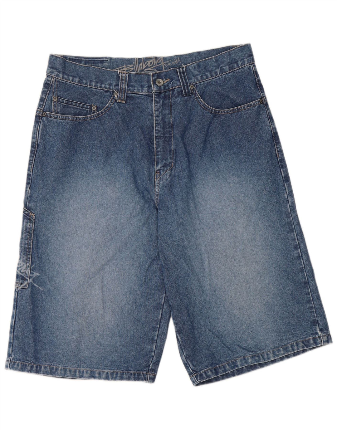 Billabong kvinders grafiske denimshorts W32 store blå bomuld