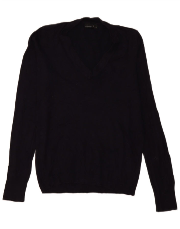 Zara Herre V-hals sweater Medium Navy Blue