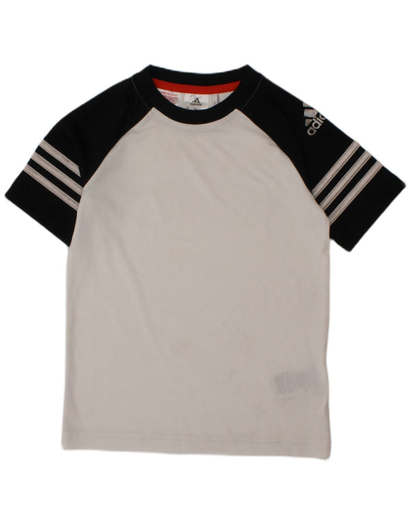 Adidas Boys Climalite Grafisk T-Shirt Top 6-7 år Hvid Colourblock
