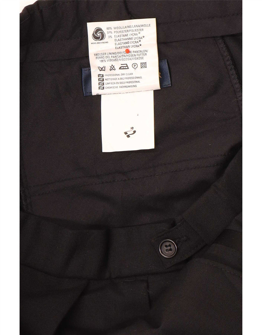 Marks & Spencer Herre Pegged Suit Bukser W36 L31 Sort Uld