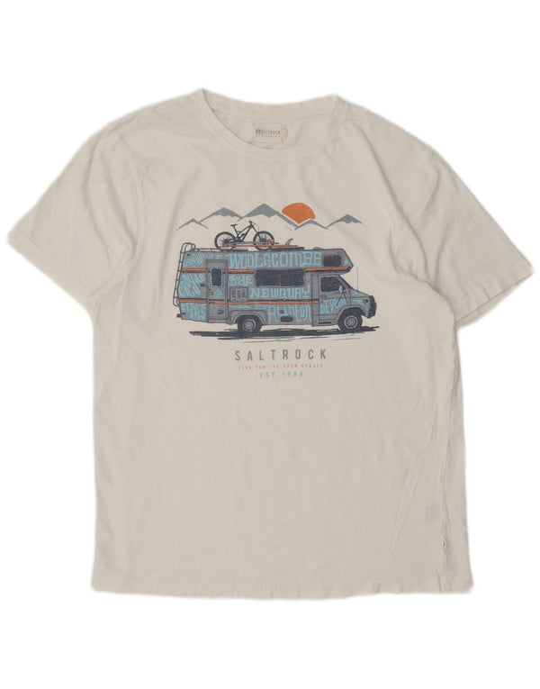 Saltrock Mens Graphic T-Shirt Top Small White Cotton