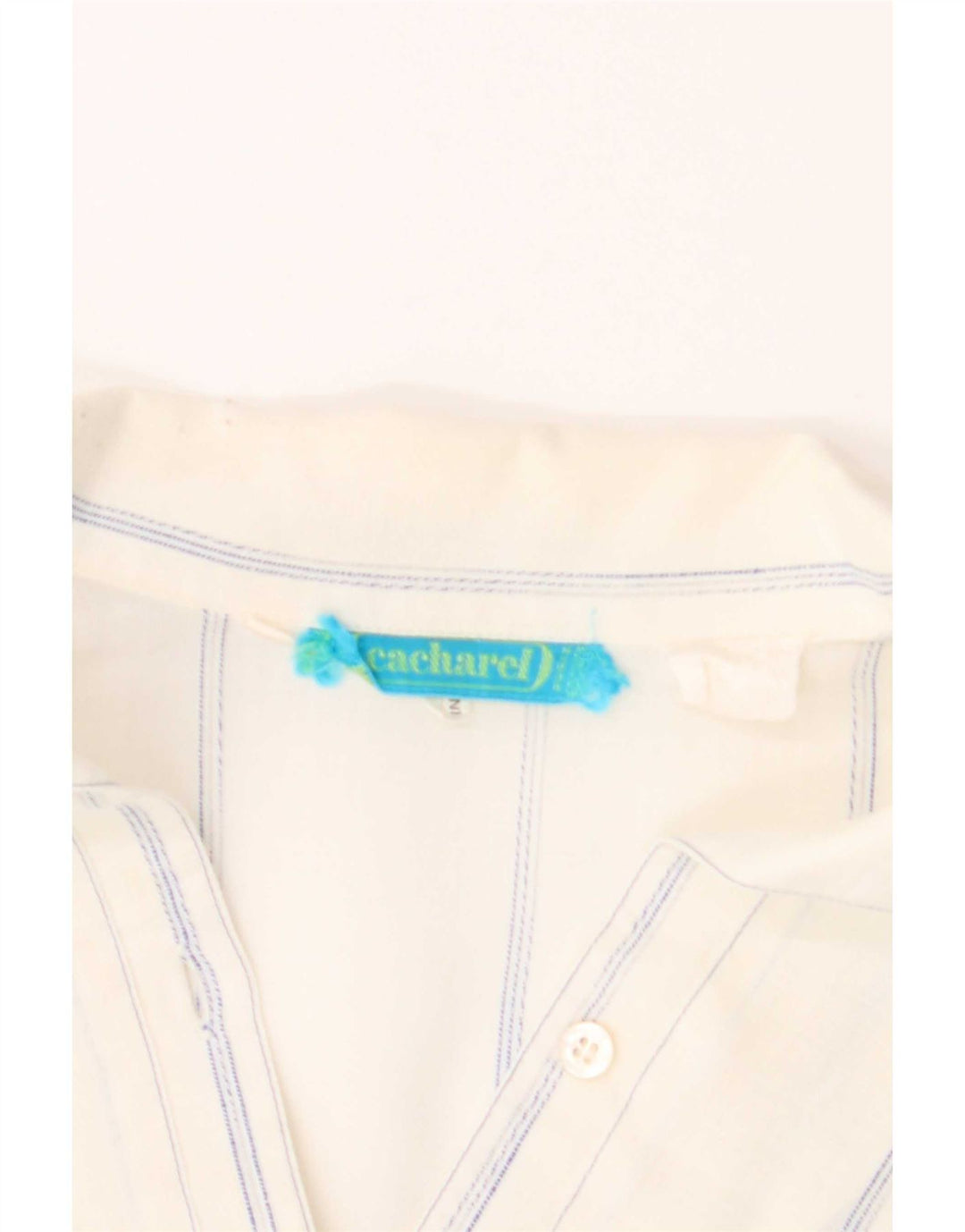 Cacharel Dame Kortærmet Pullover Shirt UK 12 Medium White Pinstripe