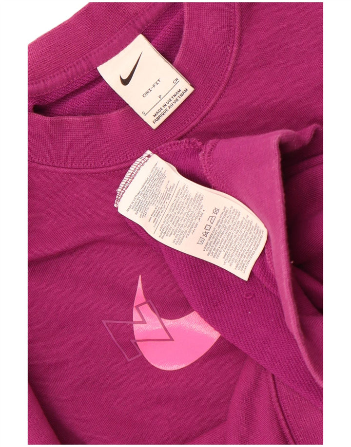 Nike Dame Dri Fit Grafisk Oversized Sweatshirt Jumper UK 10 Lille Lilla