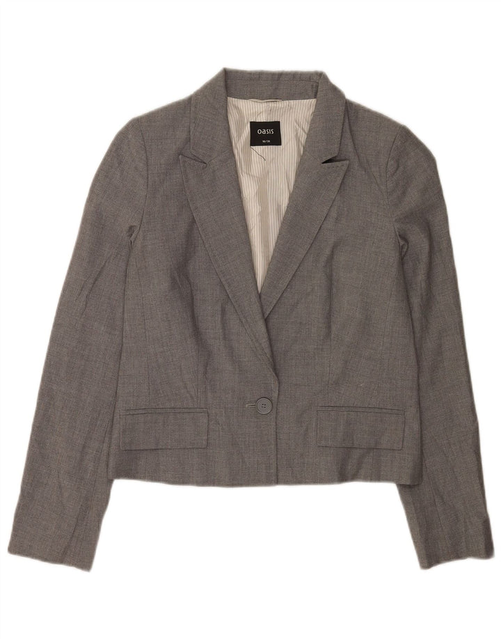 Oasis Dame 1 Knap Blazer Jacket UK 10 Small Grå Polyester