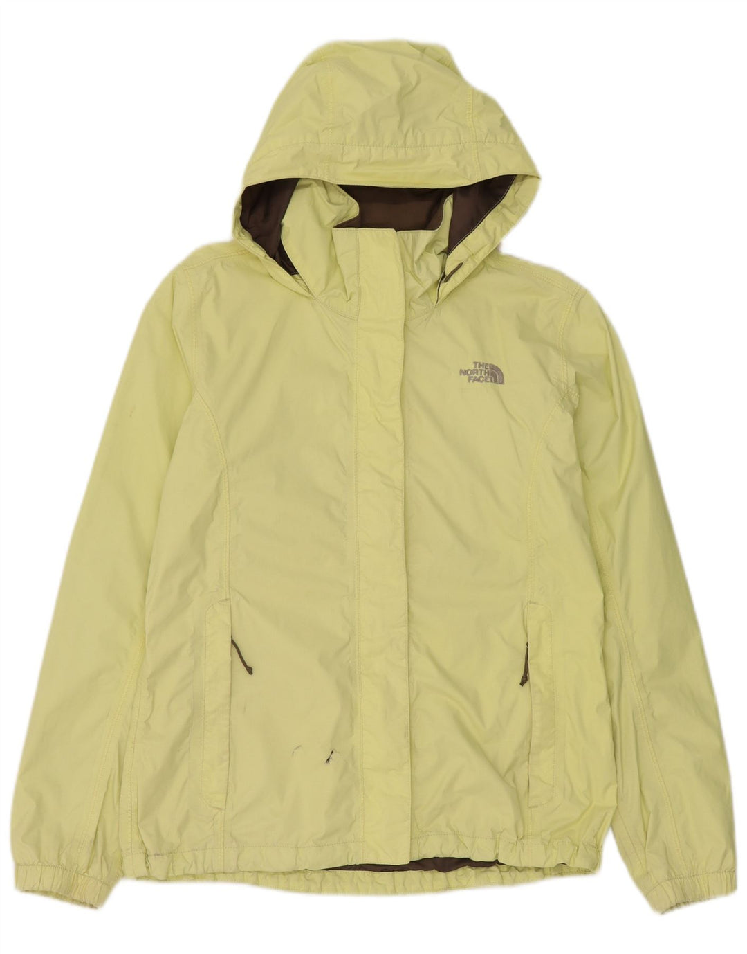 The North Face Regnjakke med hætte til kvinder UK 14 Medium Gul Nylon