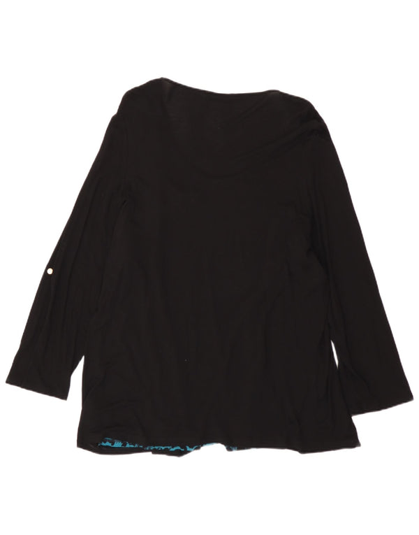 Marks & Spencer damebluse med 3/4 ærmer UK 24 4XL sort dyreprint