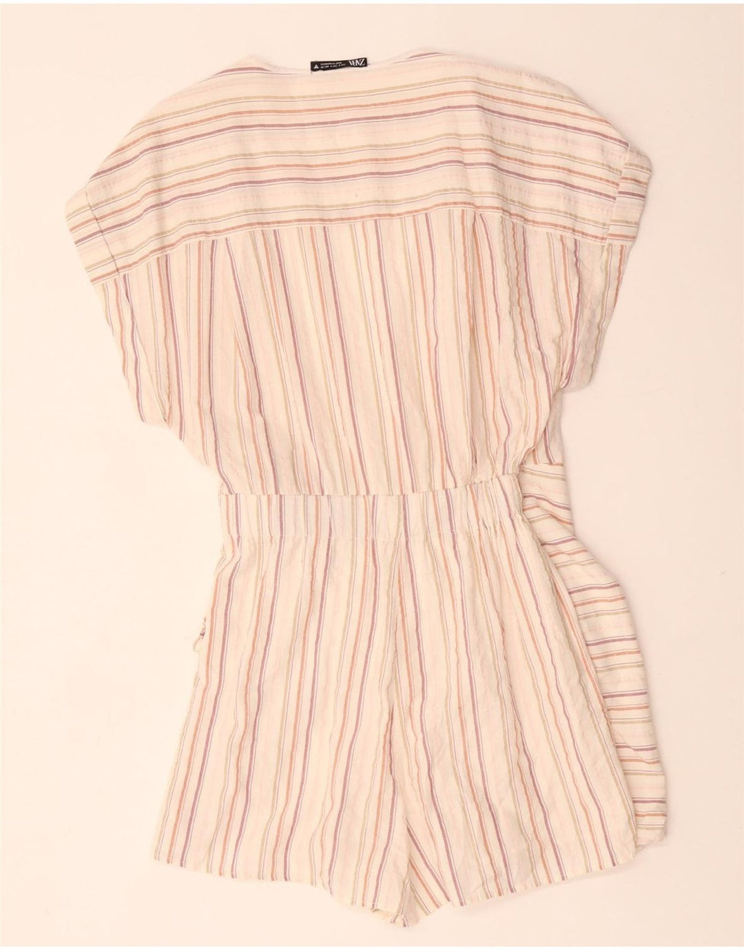 ZARA Dame Playsuit UK 10 Small Off White Stribet