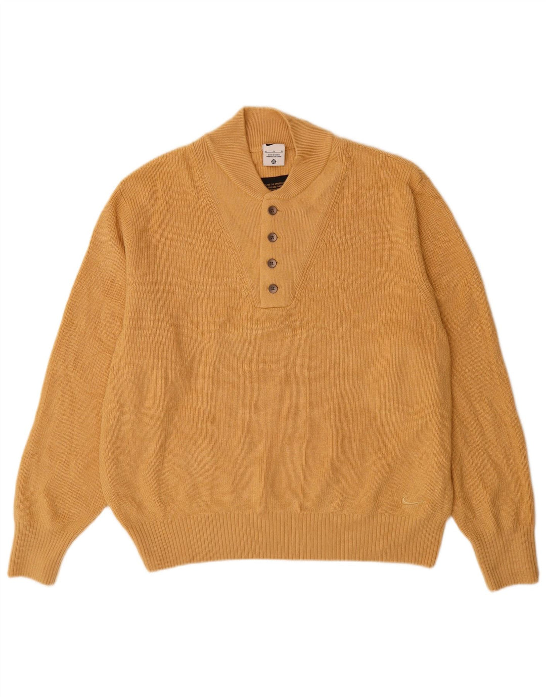NIKE sweater med knaphals til mænd XL Beige polyester