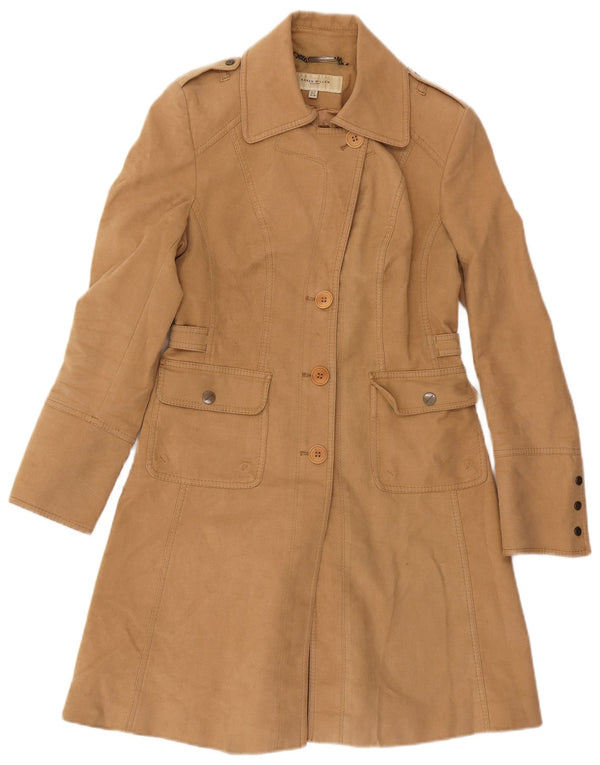 Karen Millen Dame Militær Overfrakke UK 12 Medium Brun Bomuld