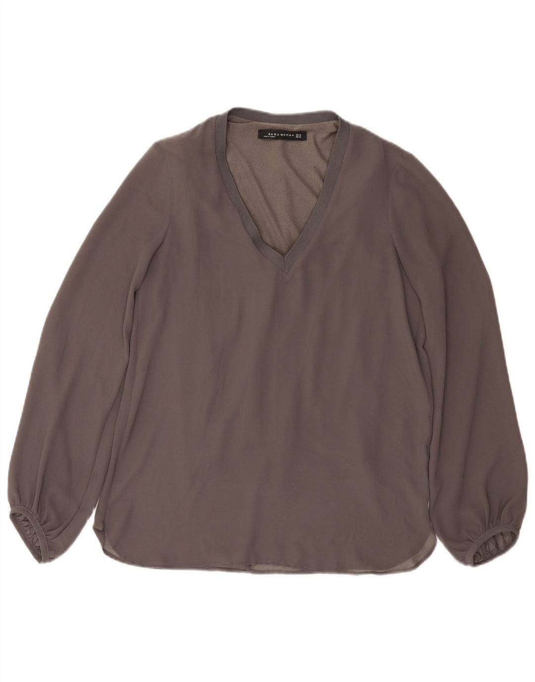 Zara Dame Langærmet Bluse Top UK 6 XS Grå