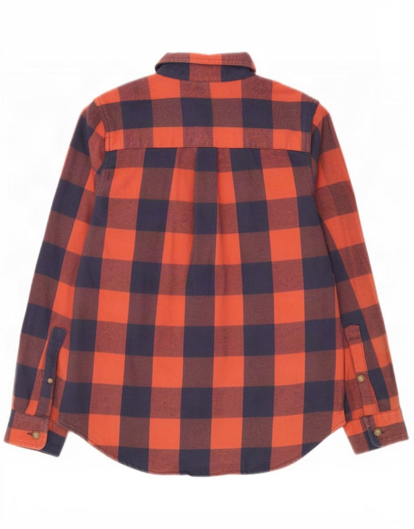 L.L.Bean Dame Oversized Flanell Shirt UK 6 XS Orange Gingham Bomuld