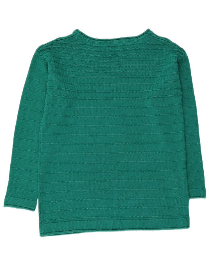 CREW TØJ Dame Boat Neck Jumper Sweater UK 12 Medium Green Bomuld