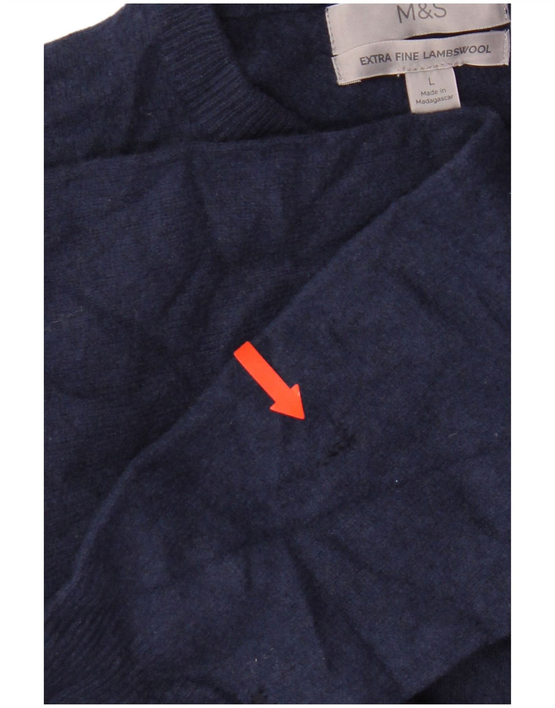 Marks & Spencer Dame sweater med rund hals DK 16 Stor blå lammeuld